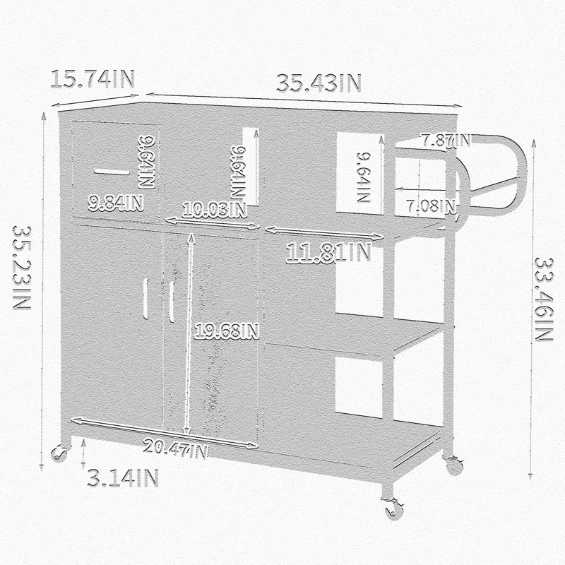 Latitude Run® 35.44'' Wide Rolling Kitchen Cart Wayfair Canada